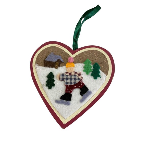 Wooden Ornaments Snowflake Heart Lot Of 3 - Picture 2 of 5